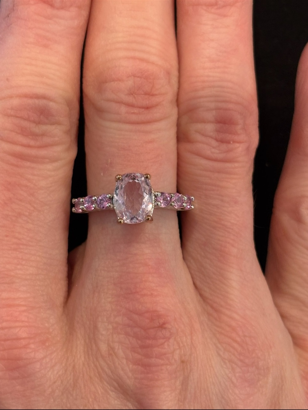 NWT Pink Baguette Gemstone Ring with Pink Accent Stones - Women Jewelry size 7